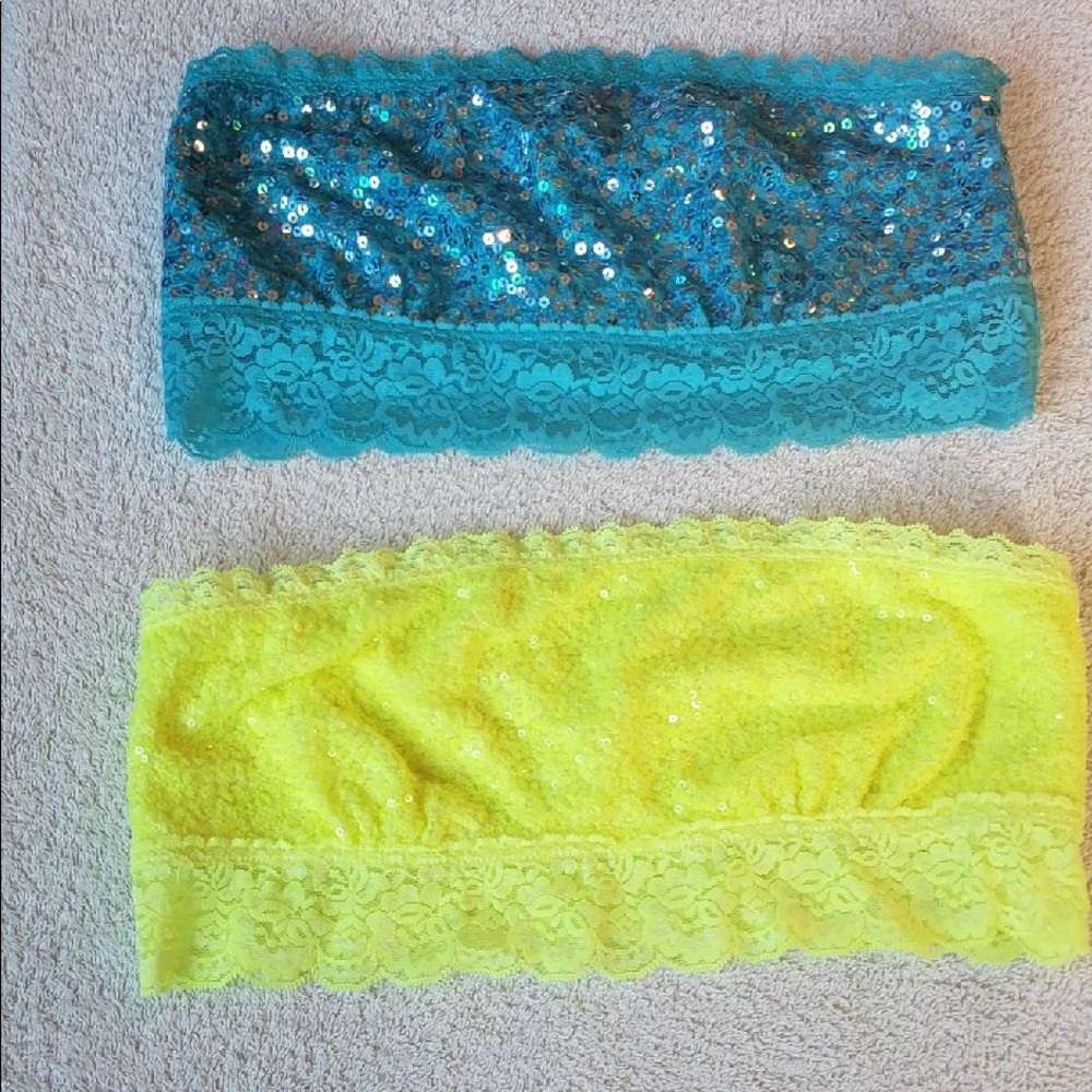 ❤️BOGO Free Sale❤️Pink Victoria’s Secret 2 Lace and Sequins Bandeaus